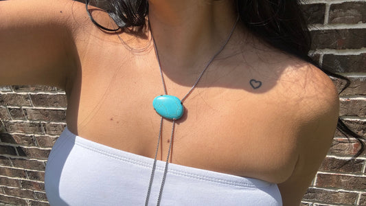 silver turquoise bolo necklace