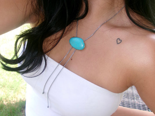 silver turquoise bolo necklace