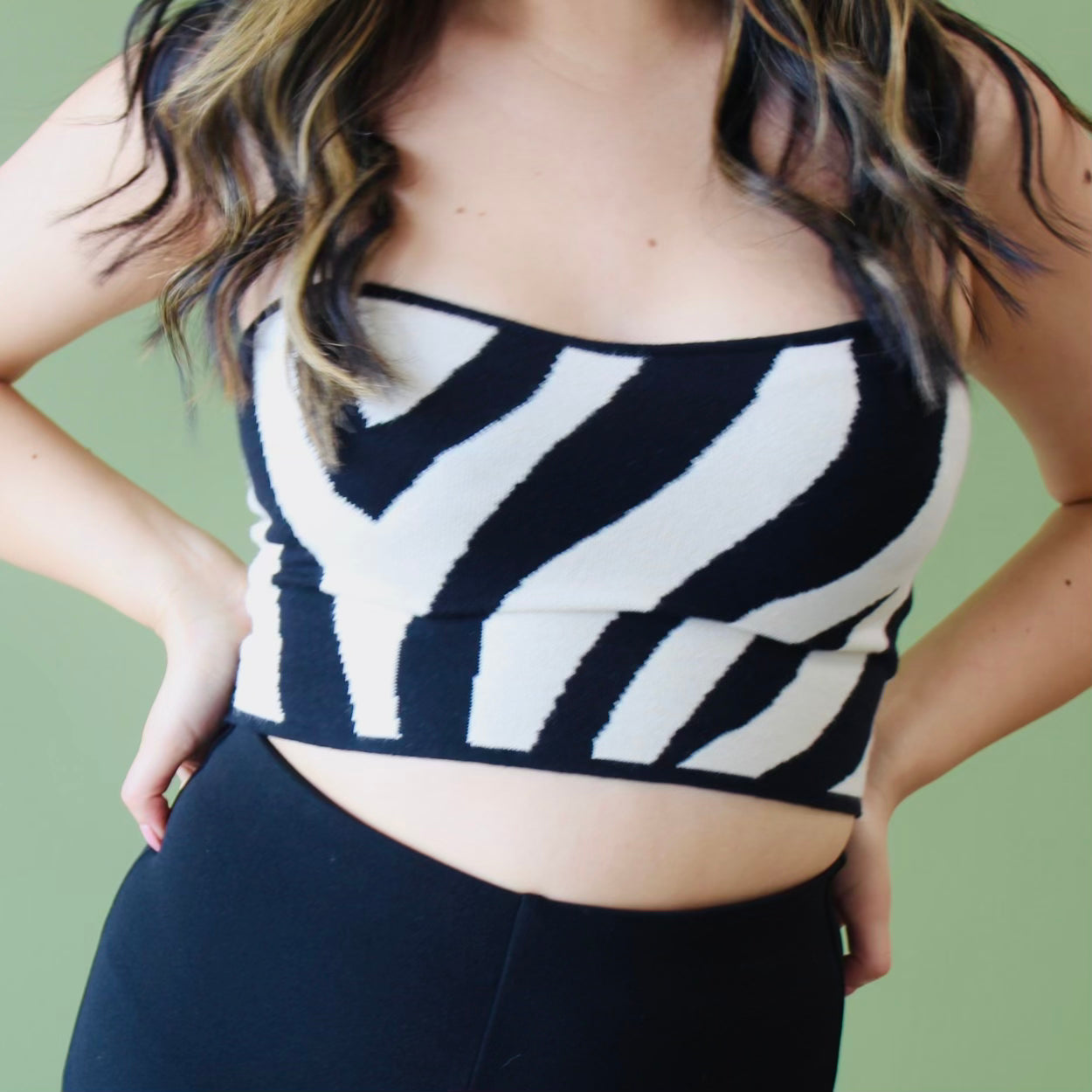 Knit Strapless Zebra Top